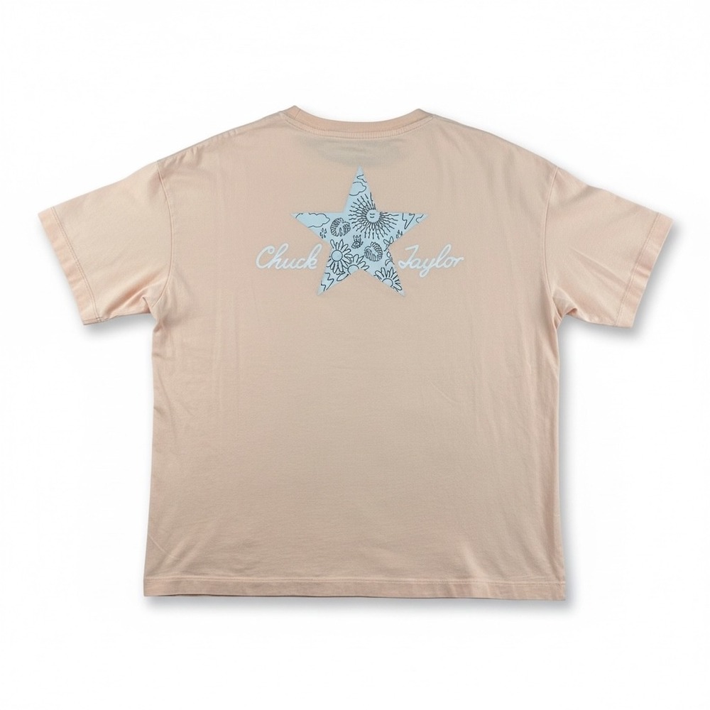Converse Mens Chuck Taylor Star Graphic T-Shirt Peach Pink Short Sleeve Size M - Picture 3 of 7